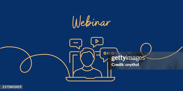 continuous line drawing of webinar concept. hand drawn symbol vector illustration. - continuous-learning-icon stock illustrations