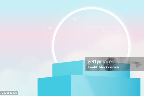 3d background products minimal podium scene with the geometric platform. - white studio background stock illustrations