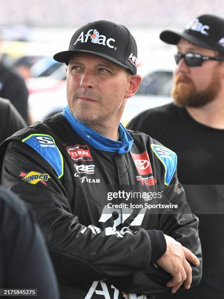 Johnny Sauter looks on during qualifying for the running of the NASCAR Craftsman Truck Series Love's RV Stop 225 on October 04 at Talladega...