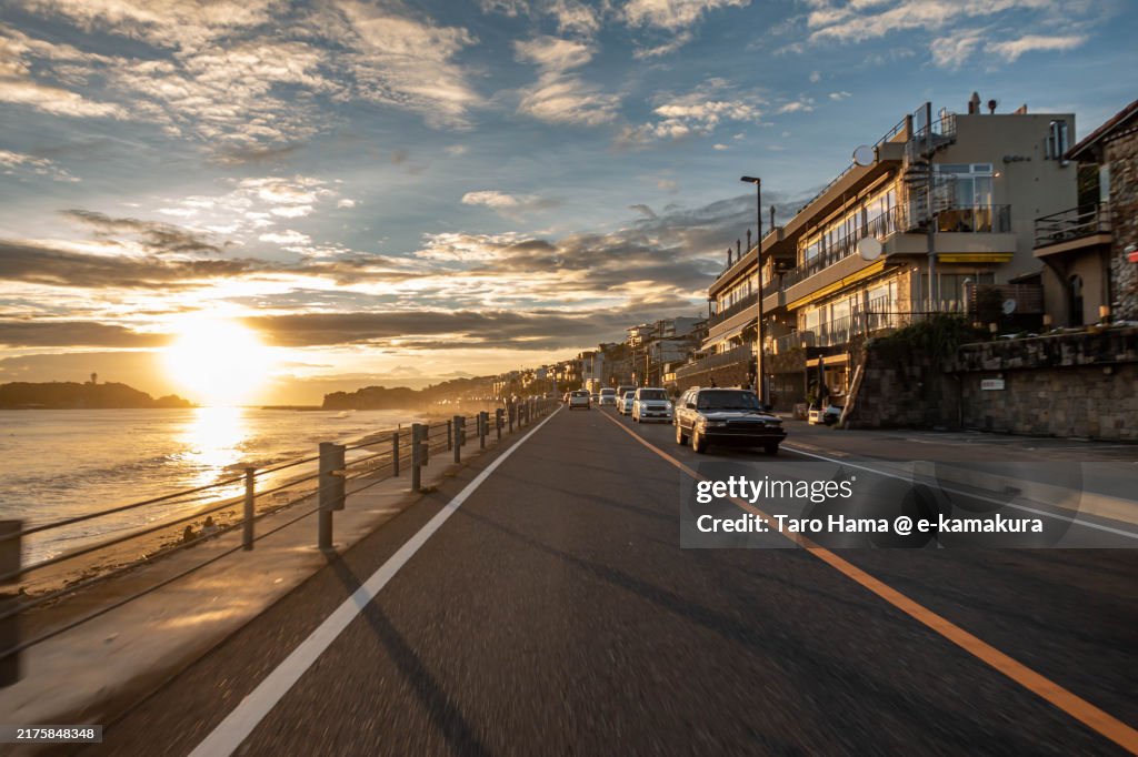 The coast road in Kanagawa of Japan