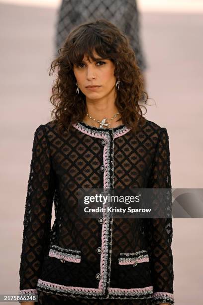 Model walks the runway during the Chanel Paris Womenswear Spring-Summer 2025 show as part of Paris Fashion Week on October 01, 2024 in Paris, France.