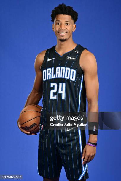 Jarrett Culver of the Orlando Magic poses during the 2024 Orlando Magic Media Day at AdventHealth Training Center on September 30, 2024 in Orlando,...