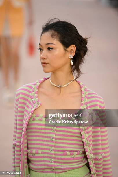 Model walks the runway during the Chanel Paris Womenswear Spring-Summer 2025 show as part of Paris Fashion Week on October 01, 2024 in Paris, France.