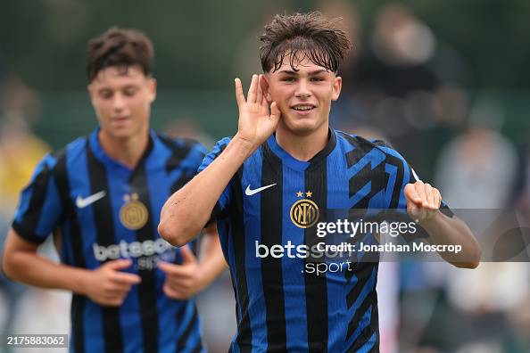 Mattia Mosconi of FC Internazionale celebrates after scoring to give ...