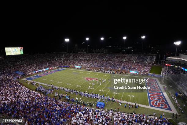 General view of the stadium is shown as Southern Methodist Mustangs and Florida State Seminoles play during the second half at Gerald J. Ford Stadium...