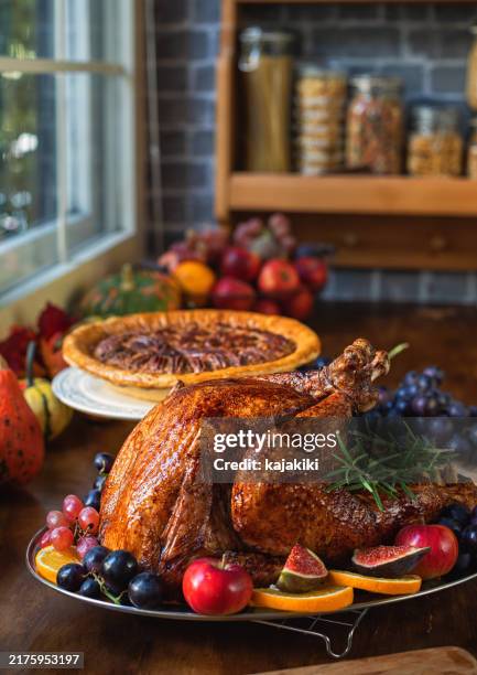 stuffed turkey for thanksgiving holiday - stuffed turkey stock pictures, royalty-free photos & images