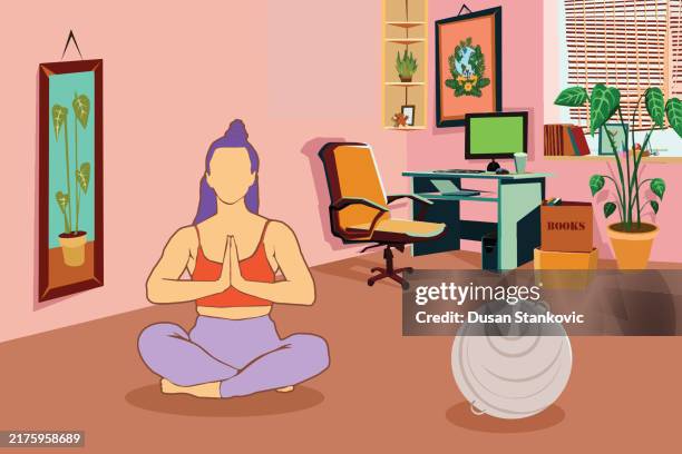 having a peaceful moment at home - quiet moment stock illustrations
