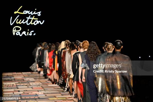 Models walk the runway during the Louis Vuitton Paris Womenswear Spring-Summer 2025 show as part of Paris Fashion Week on October 01, 2024 in Paris,...