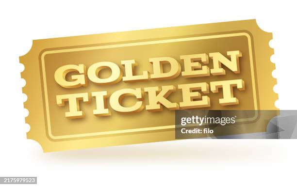 illustrazioni stock, clip art, cartoni animati e icone di tendenza di golden ticket - scritta admit one