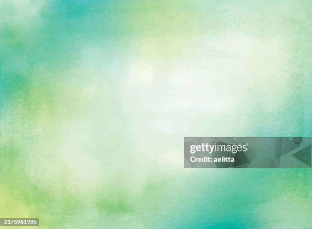 abstrakter aquarellhintergrund - grün, weiß. - wasserfarbe auf papier stock-grafiken, -clipart, -cartoons und -symbole