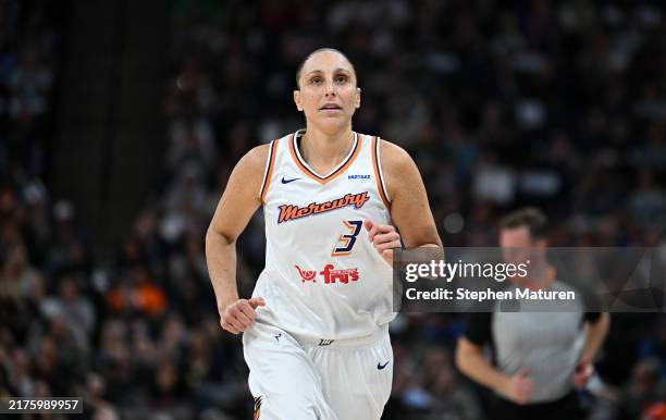 Diana Taurasi of the Phoenix Mercury jogs up the court in the second quarter in Game Two of Round One of the WNBA Playoffs against the Minnesota Lynx...