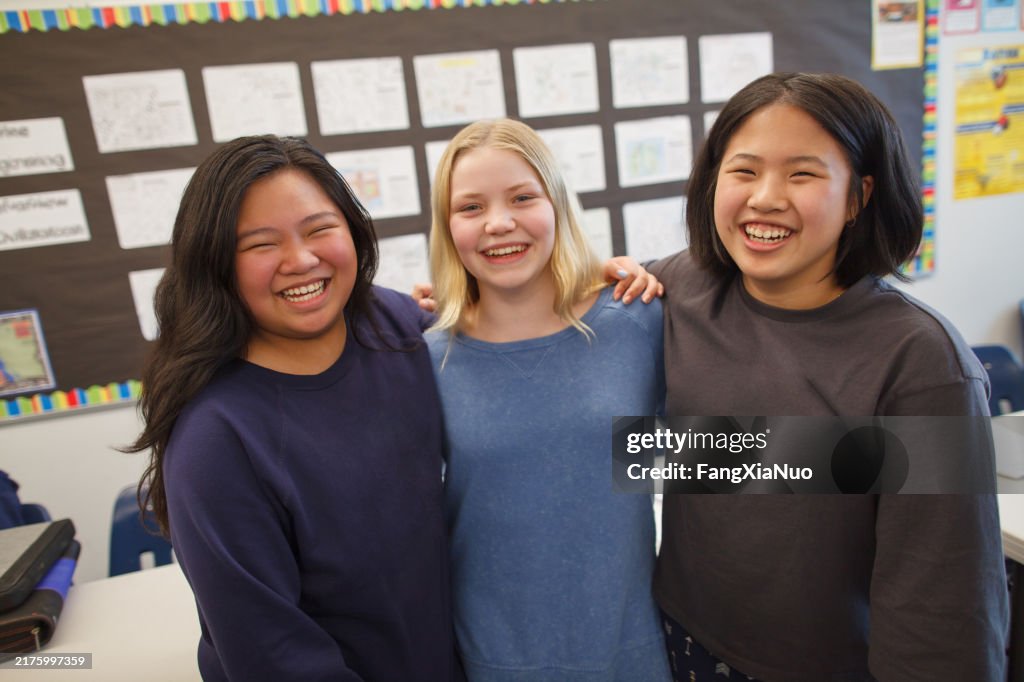 Jr. High Group Portrait Of Multiracial Group Of Junior High Elementary School Students ...