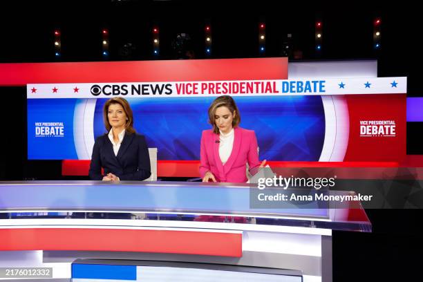 News anchors Norah O’Donnell and Margaret Brennan moderate the debate between Republican vice presidential nominee, Sen. JD Vance and Democratic vice...