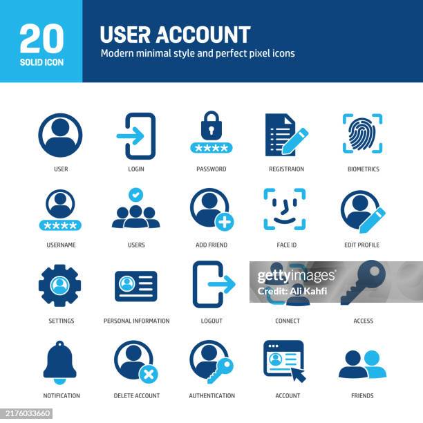 ilustrações de stock, clip art, desenhos animados e ícones de user account glyph solid icons. containing login, identity, access, password solid icons collection. vector illustration. for website design, logo, app, template, ui, etc. - dispositivo de input