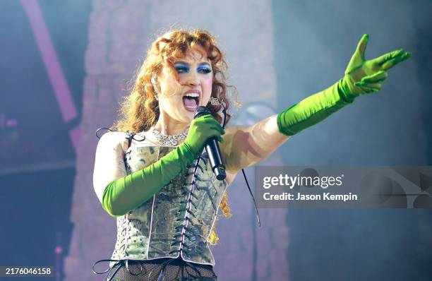 Chappell Roan performs at FirstBank Amphitheater on October 01, 2024 in Franklin, Tennessee.