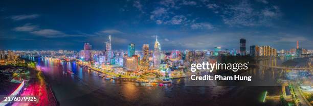district 1 ho chi minh city drone view - vietnam business stock pictures, royalty-free photos & images