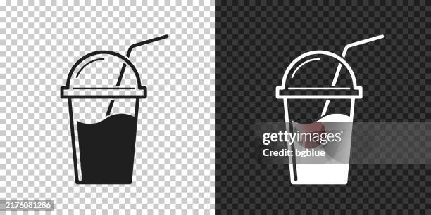 cup with straw. icon for design on blank background - plastic straw stock illustrations