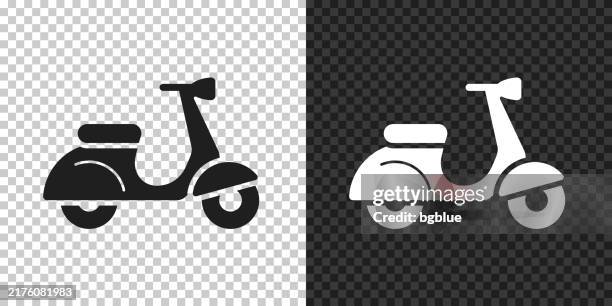 scooter motorcycle - side view. icon for design on blank background - delivery motorcycle stock illustrations