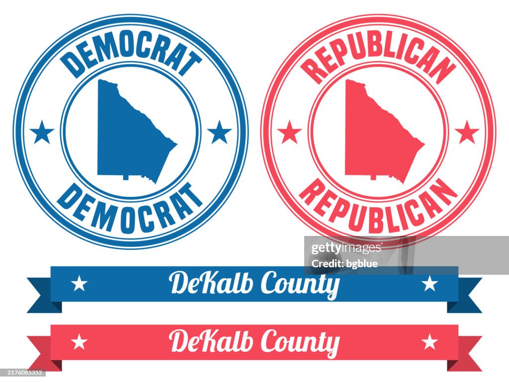 DeKalb County, Georgia. Map on rubber stamp with banner