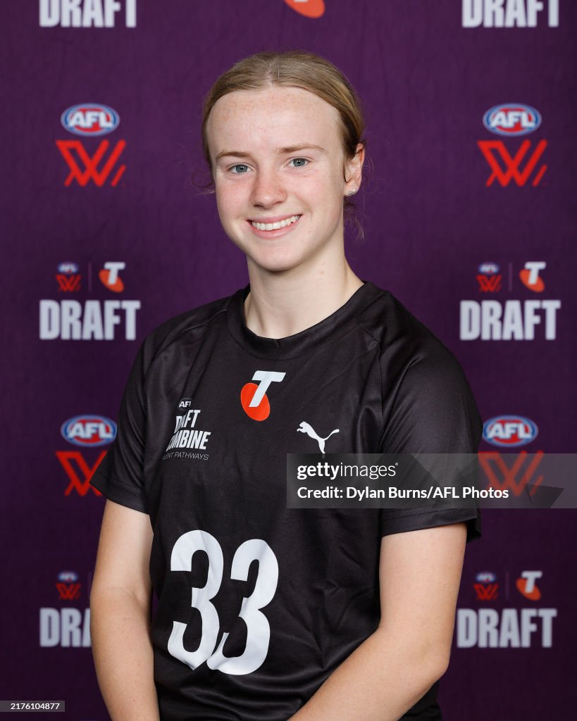 Kaylan Rutledge Combine Kayla Dalgleish poses for a photo during the Telstra AFLW State Draft ...