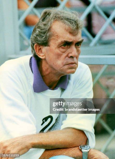 The football coach Ernst Happel in the match against Rapid Vienna in Vienna. 28 July 1989.