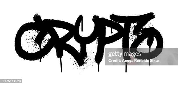 illustrations, cliparts, dessins animés et icônes de crypto mot graffiti noir aérographe peinture dessin - for sale petite phrase