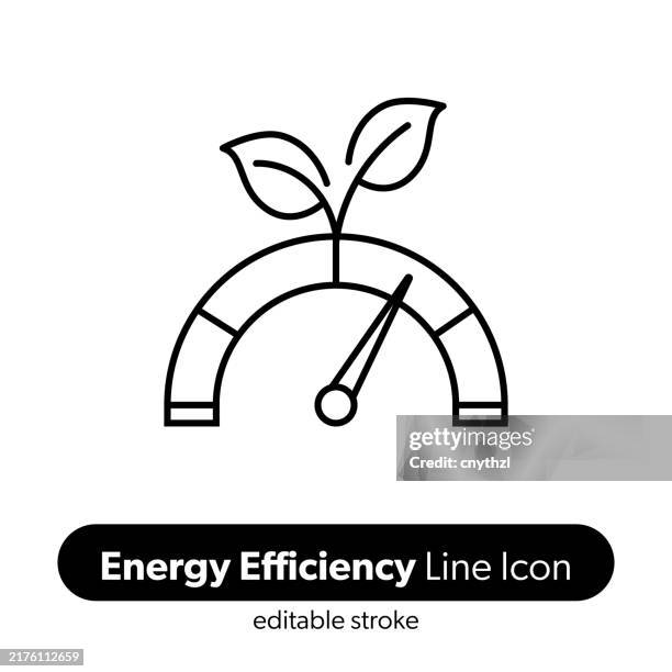 energy efficiency line icon. editable stroke vector icon. - gauge stock illustrations
