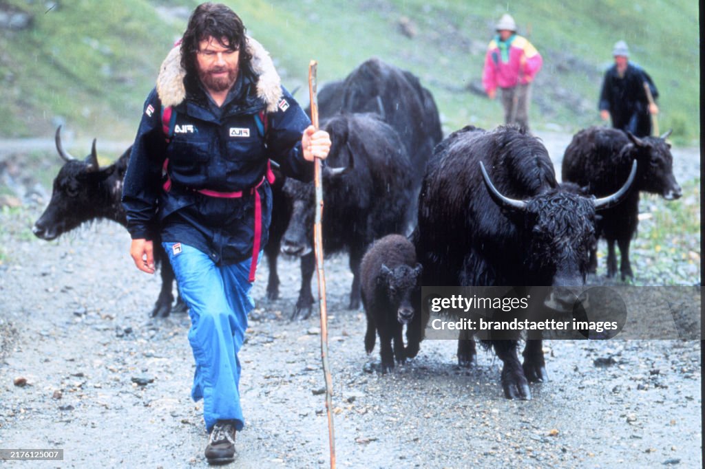 Reinhold Messner with his yak cattles