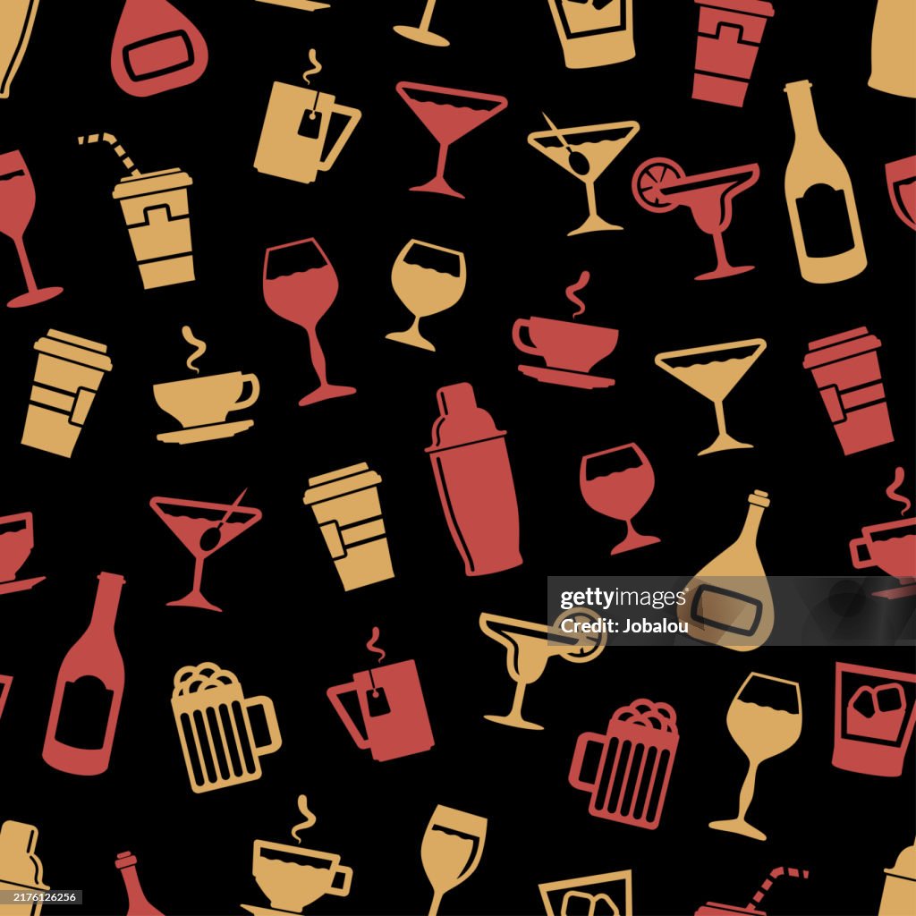 Seamless Pattern Background of a Set Bar Drinks Containers