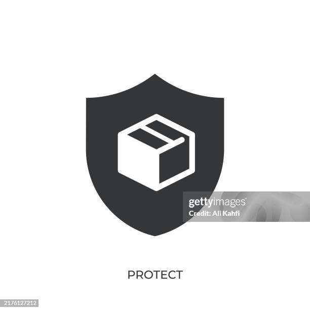 protect glyph solid icon. solid icon that can be applied anywhere, simple, pixel perfect and modern style - taking inventory stock illustrations
