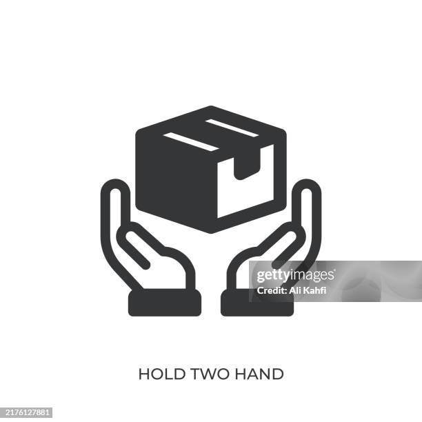 hold two hand glyph solid icon. solid icon that can be applied anywhere, simple, pixel perfect and modern style - taking inventory stock illustrations