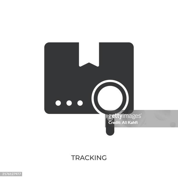tracking glyph solid icon. solid icon that can be applied anywhere, simple, pixel perfect and modern style - taking inventory stock illustrations