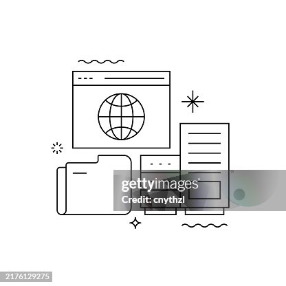Web Hosting Related Conceptual Vector Illustration. Internet, Database, Server, Cloud Computing Web Hosting Related Conceptual Vector Illustration. Internet, Database, Server, Cloud Computing