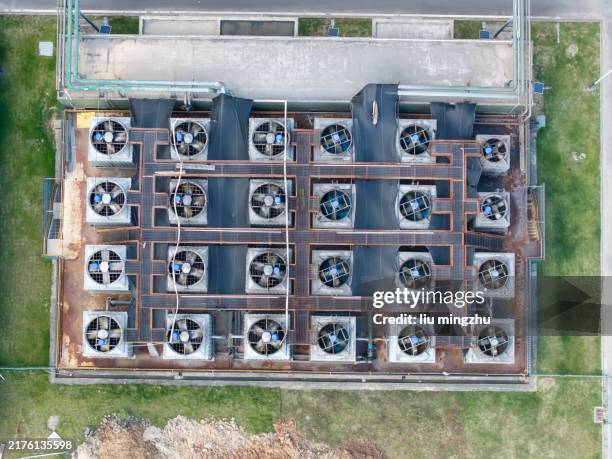 factory air conditioning outdoor unit - compressor stock pictures, royalty-free photos & images