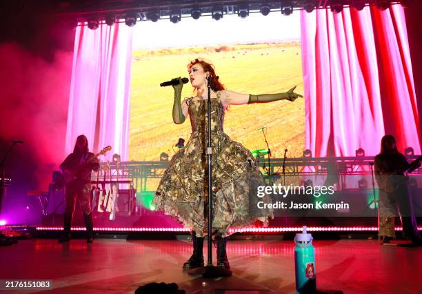 Chappell Roan performs at FirstBank Amphitheater on October 01, 2024 in Franklin, Tennessee.