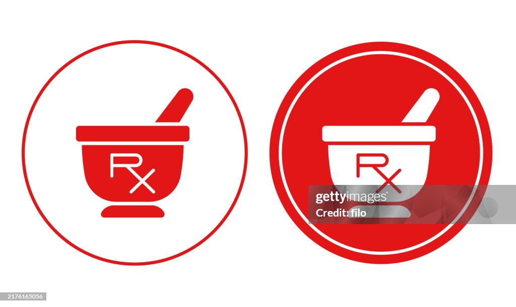 Mortar and Pestle RX Pharmacy Drug Symbol Icon Design Element