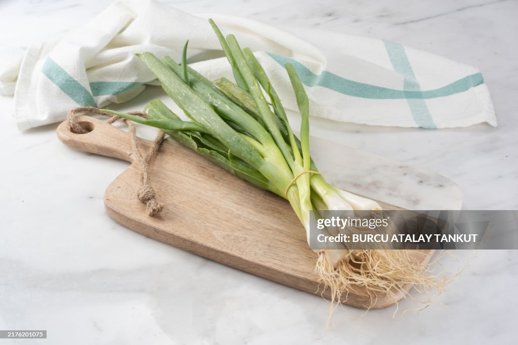 Scallions on Cutting Board