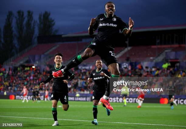 Antoni Milambo of Feyenoord celebrates scoring his team's second goal during the UEFA Champions League 2024/25 League Phase MD2 match between Girona...