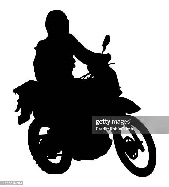 man riding motorcycle silhouette - man riding motorcycle clip art stock illustrations