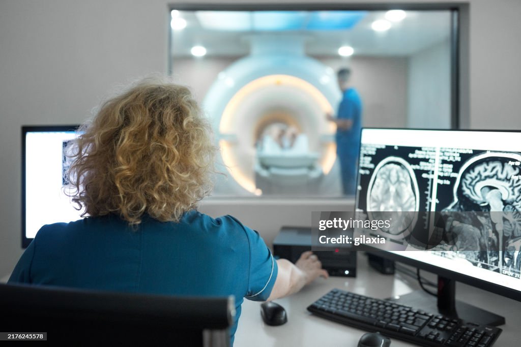 MRI scanning procedure control room.