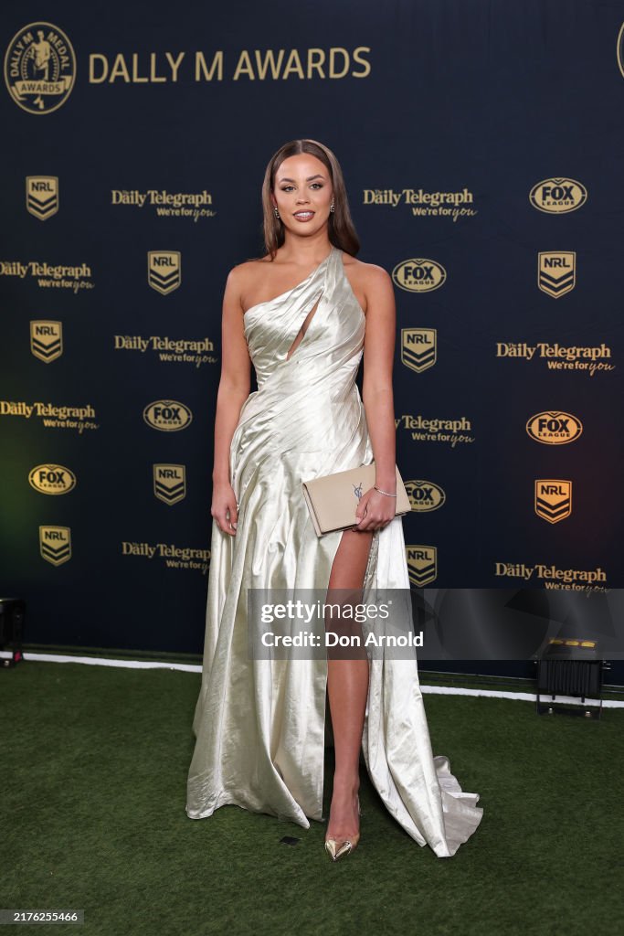 Dally Ribbon Kelsea Peck attends the 2024 NRL Dally M Awards at Winx Stand on ...