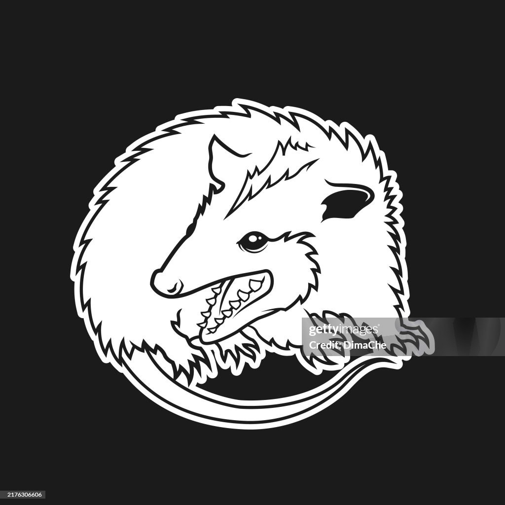 Possum, Opossum silhouette - cut out outline vector possum character mascot, icon, logo, tattoo, sticker