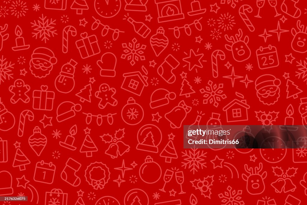 Christmas and New Year red seamless background