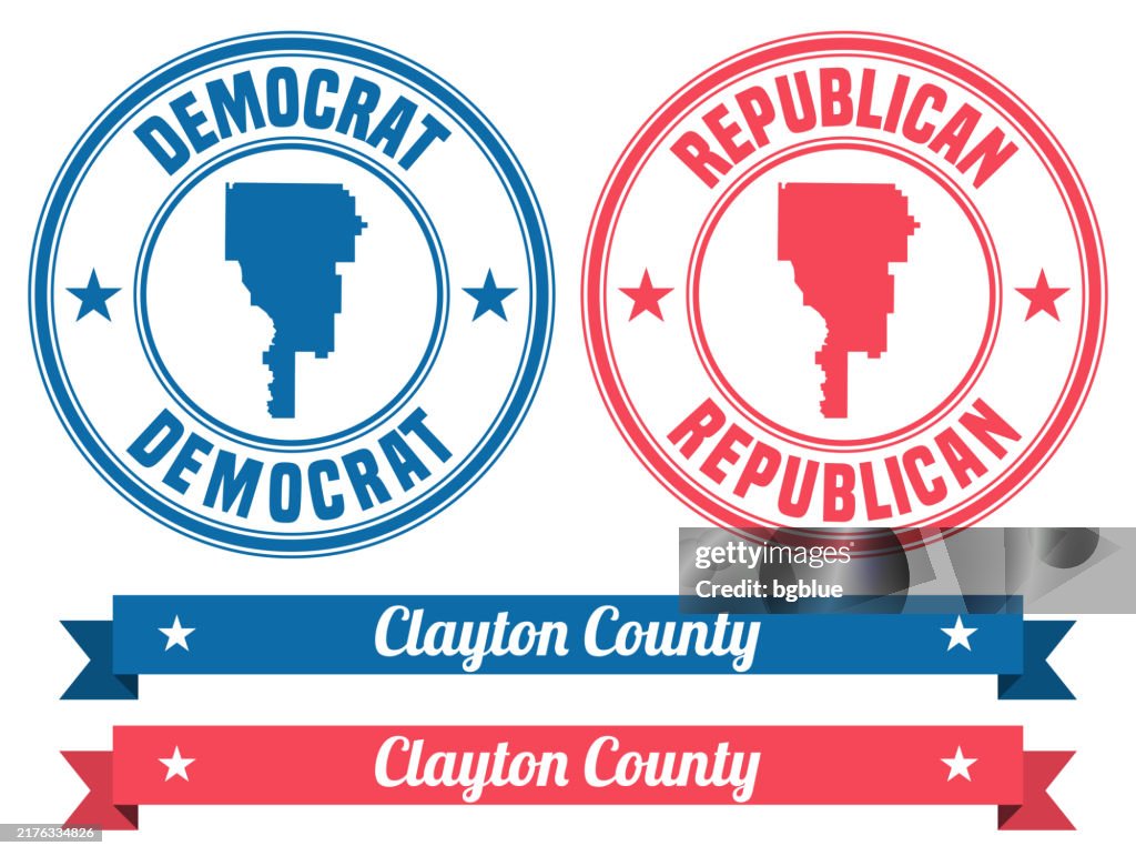 Clayton County, Georgia. Map on rubber stamp with banner