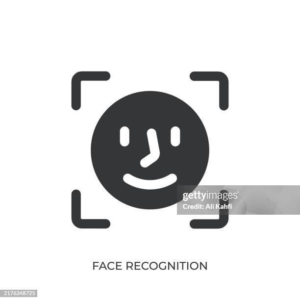 face recognition glyph solid icon. solid icon that can be applied anywhere, simple, pixel perfect and modern style - face scanner stock illustrations