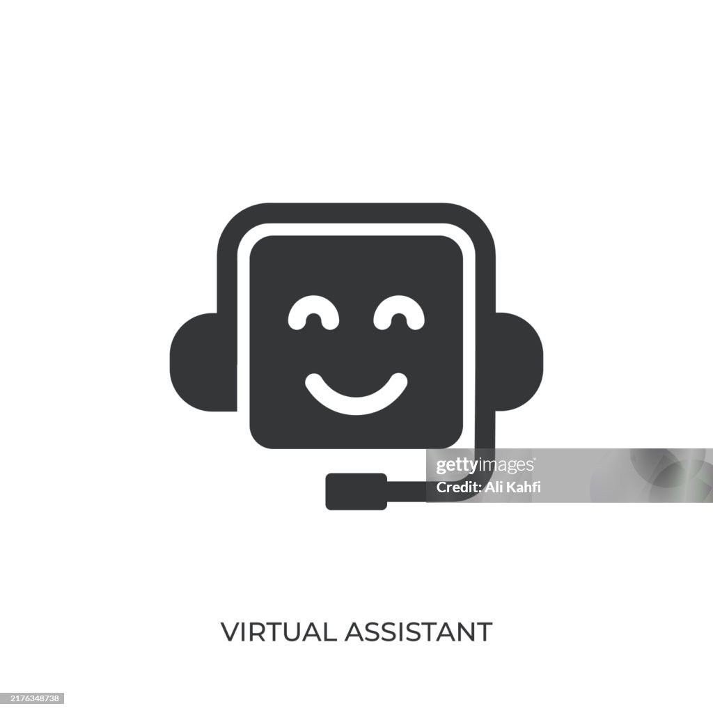Virtual Assistant glyph solid icon. Solid icon that can be applied anywhere, simple, pixel perfect and modern style