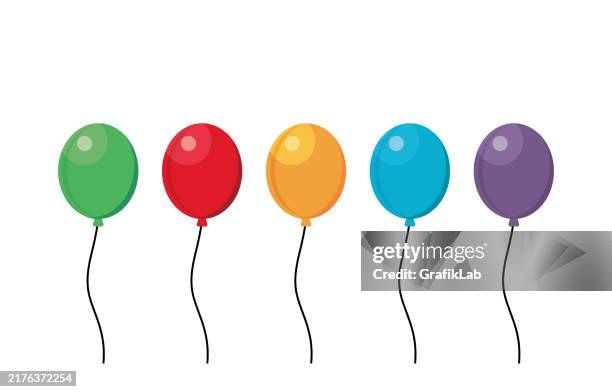 balloon celebration party decorations. vector illustration - three objects heart stock illustrations