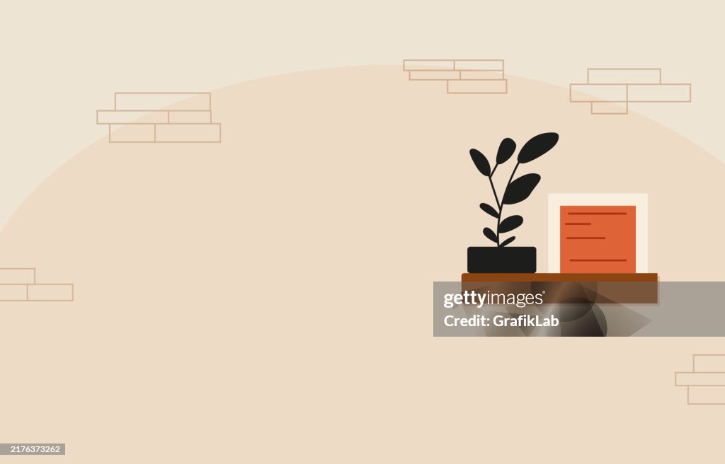 Minimalist interior plant and frame decor illustration