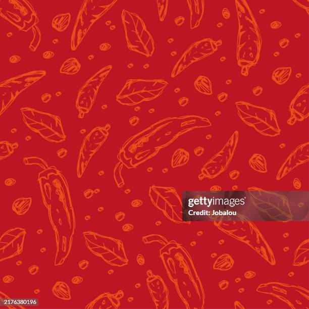 bildbanksillustrationer, clip art samt tecknat material och ikoner med seamless background pattern of hot chili pepper - peppar