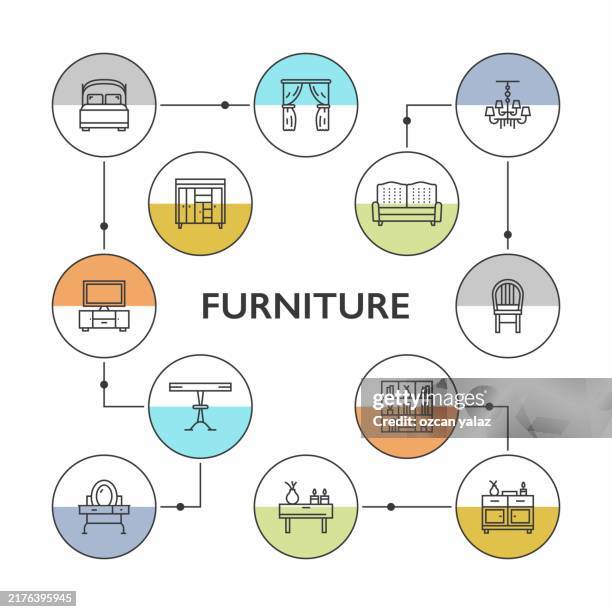 furniture concept, line style vector illustration - empty kitchen table stock illustrations